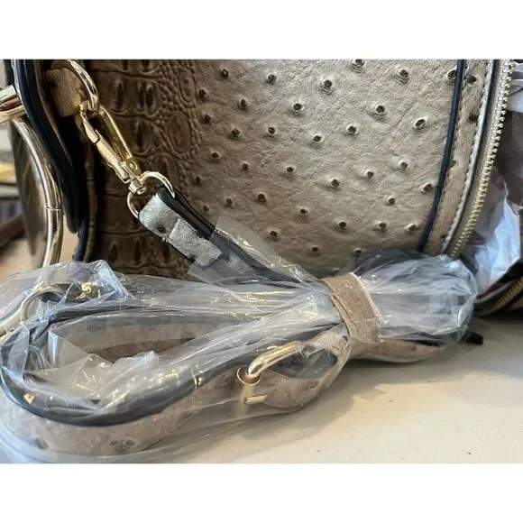 VERSONA Women’s Nude Faux Leather Faux Crocodile Textured Purse Handbag Tote Bag - Picture 7 of 9